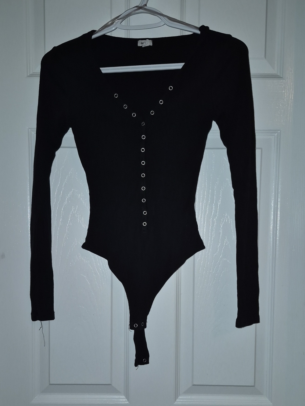 Garage Black Micro Rib Knit Stretchy Bodysuit Size Xs